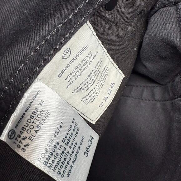 AG Adriano Goldschmied Pants Men's 36x34 Fits 36x32 Black Chino Slim Straight - Picture 8 of 9